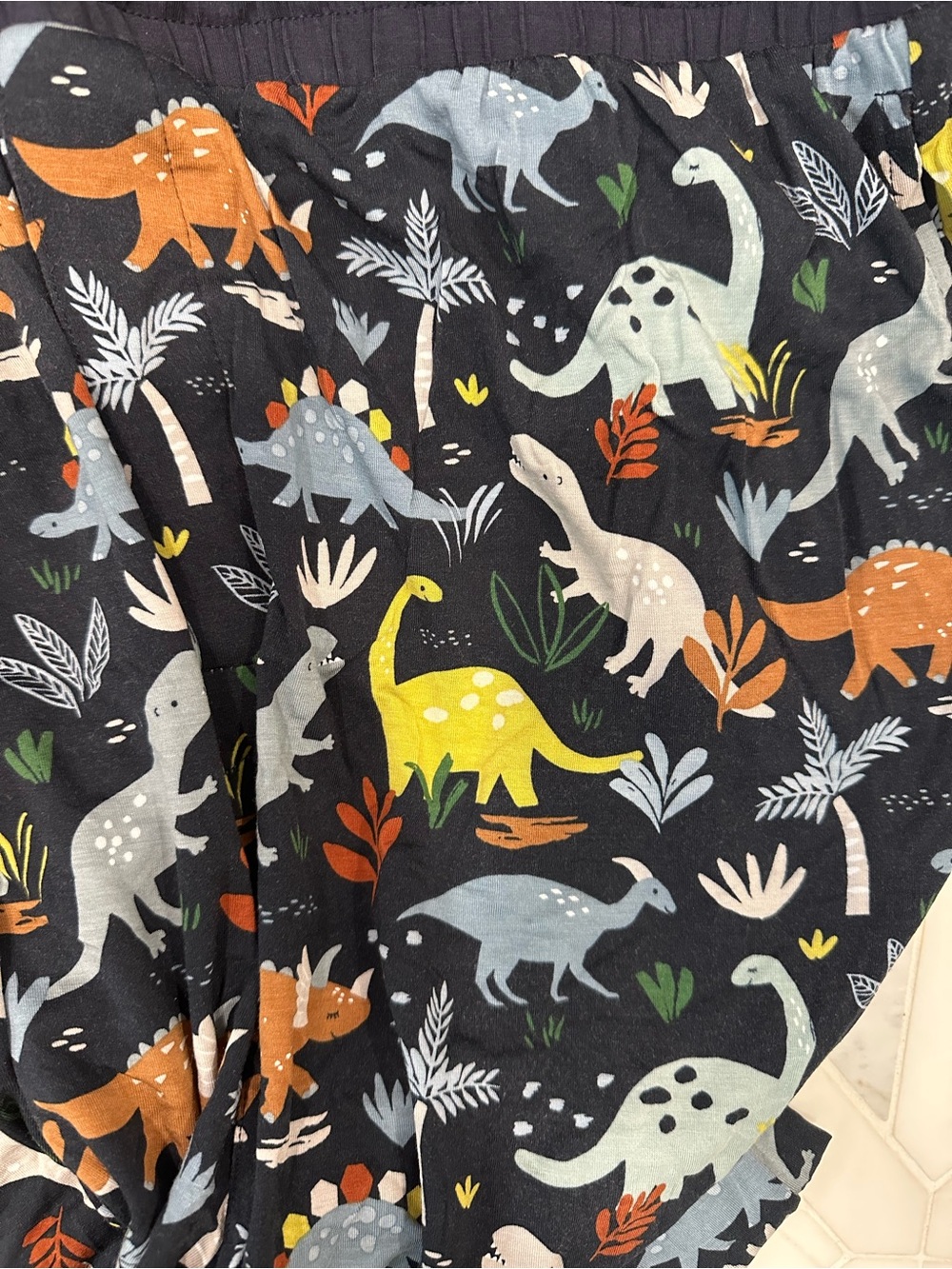 Little Sleepies Navy Dinosaur Print Pajama Pants with Multicolor Dino Motif - Picture 3 of 3